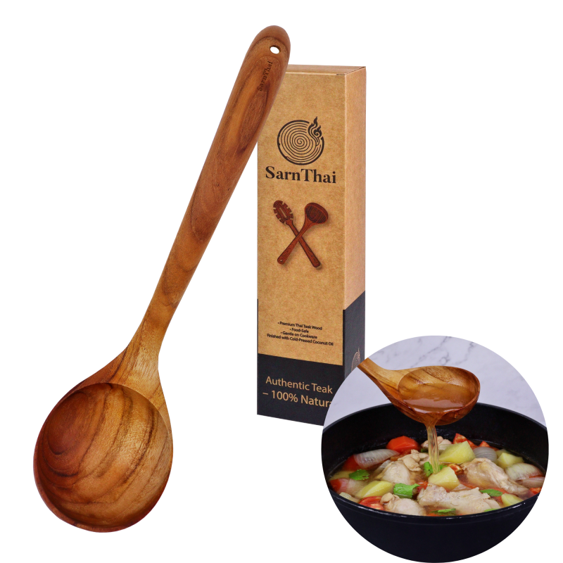 Teak Wooden Ladle for Cooking, Soup and Serving