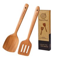 Teak Spatula Set of 2 – Solid & Slotted