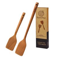 1.4.Teak saute paddle long-short 2 Pcs Teak Wooden Spatula & Paddle Set of 2