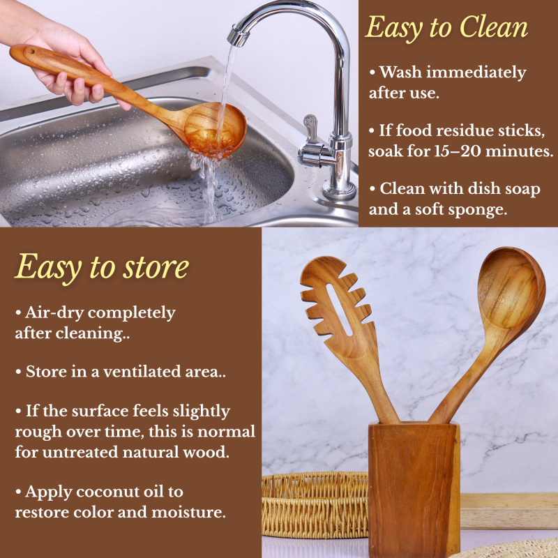 Teak Wooden Ladle for Cooking, Soup and Serving