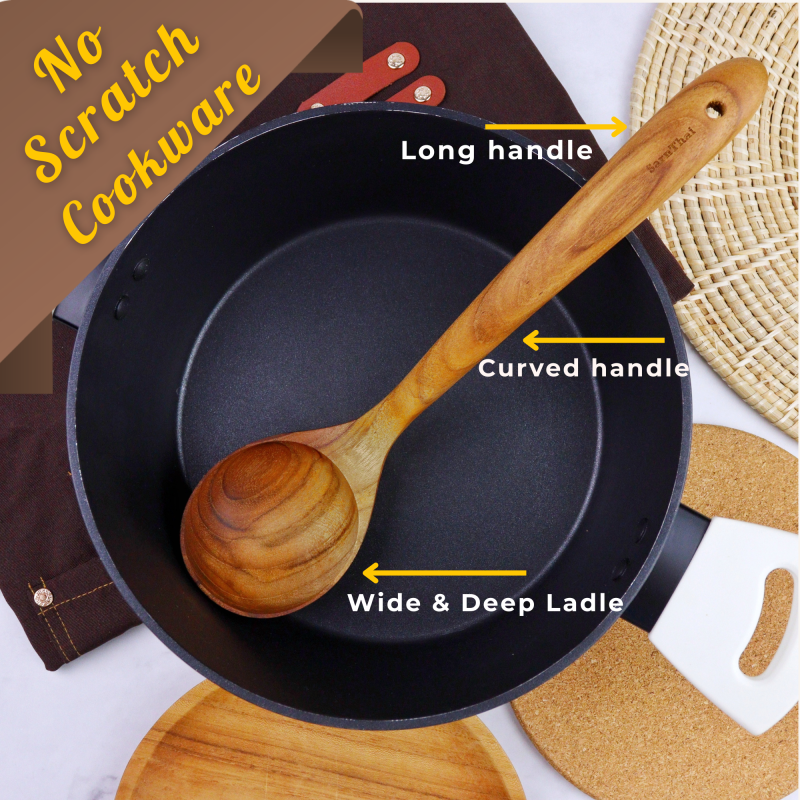 Teak Wooden Ladle for Cooking, Soup and Serving