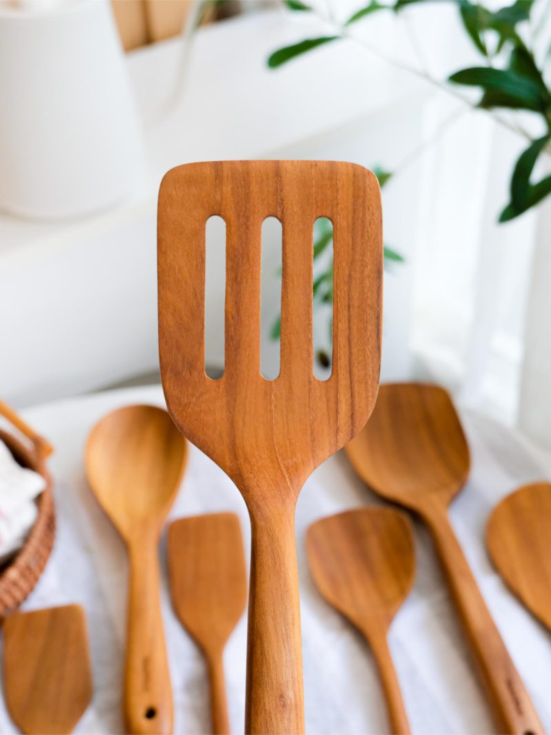 Teak Wooden Wok Slotted Spatula