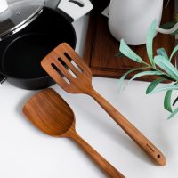 Teak Spatula Set of 2 – Solid & Slotted