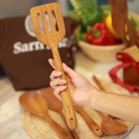 Teak Wooden Wok Slotted Spatula