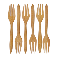 1 Wooden fork mini Tembusu Wood Mini Forks, 5.1 Inch (6 Pcs)