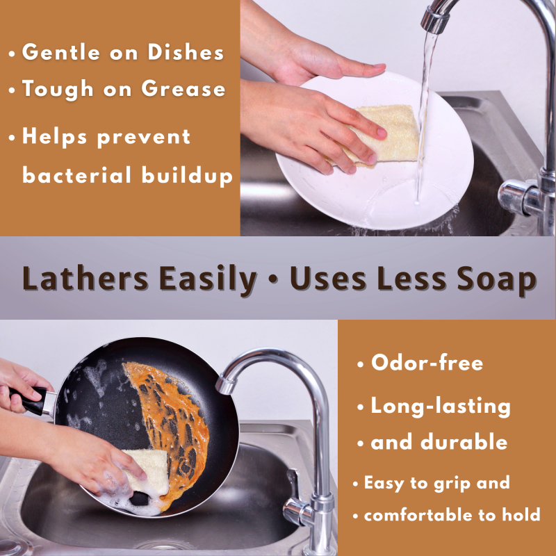 4.Loofah Sponges 2-in-1 Natural Organic Dish Sponges, Pack of 4 – Loofah & Cellulose