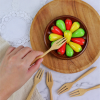 5 Wooden fork mini Tembusu Wood Mini Forks, 5.1 Inch (6 Pcs)