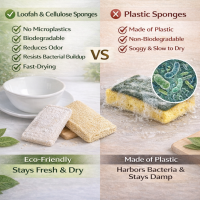 6.Loofah SpongesVS Plastic 2-in-1 Natural Organic Dish Sponges, Pack of 4 – Loofah & Cellulose