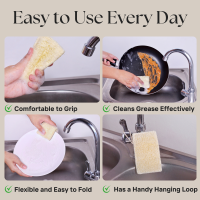 9.Loofah Sponges 2-in-1 Natural Organic Dish Sponges, Pack of 4 – Loofah & Cellulose